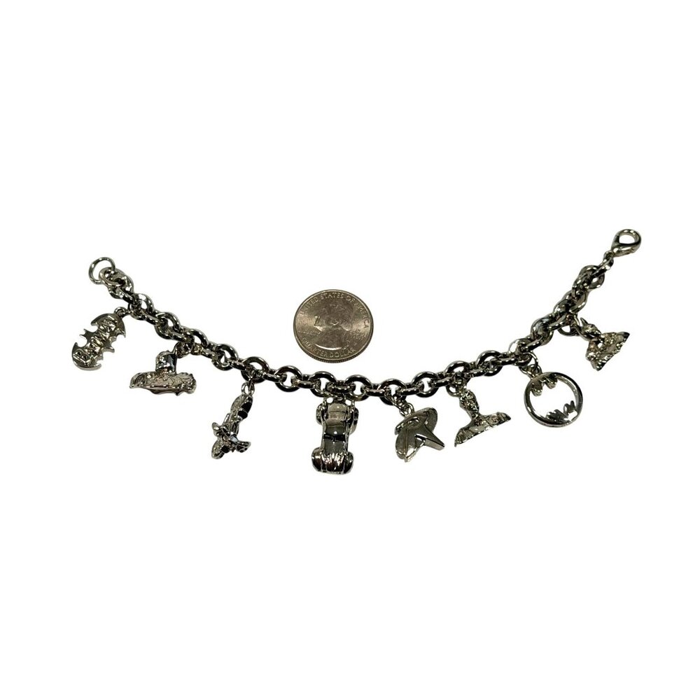 Official DC Batman Comics Themed Heavy 8 Charm Silver Tone Chain Bracelet 8" - Picture 5 of 6
